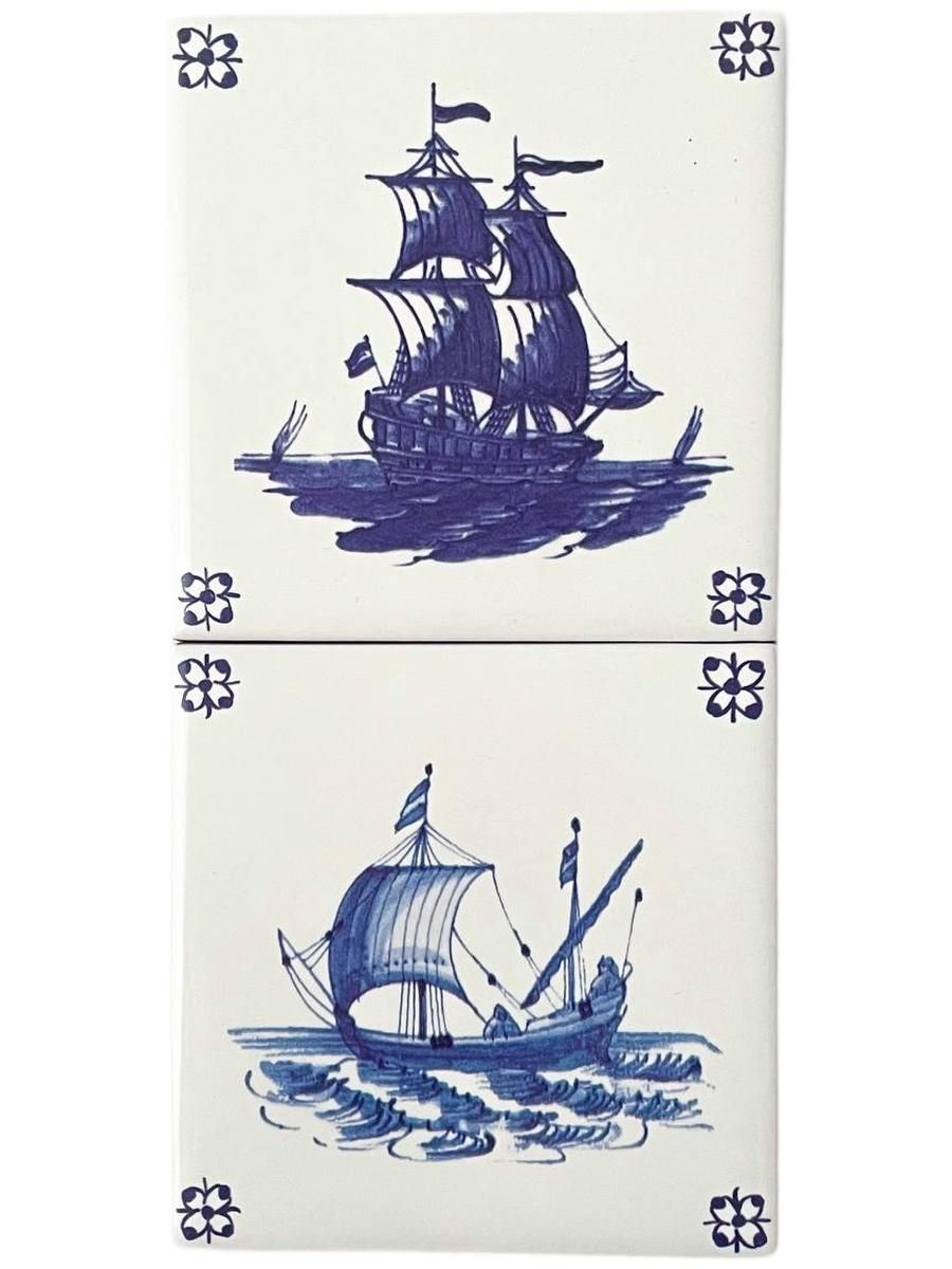 Набор изразцов «Голландский. Морской стиль» Керамика. 97 x 97 мм.