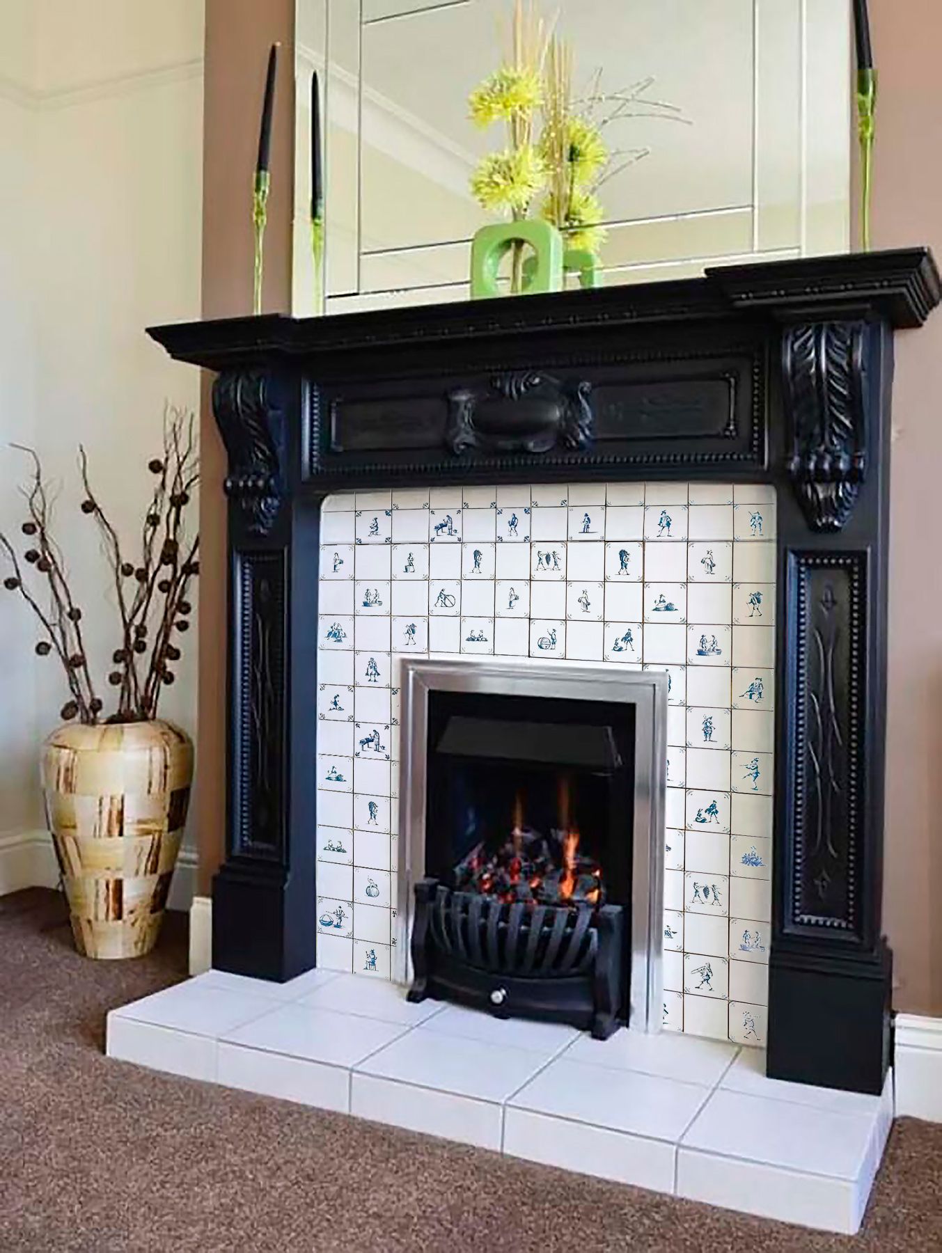 Набор изразцов «Голландский. Голландские мотивы 138» Керамика. 97 x 97 мм.