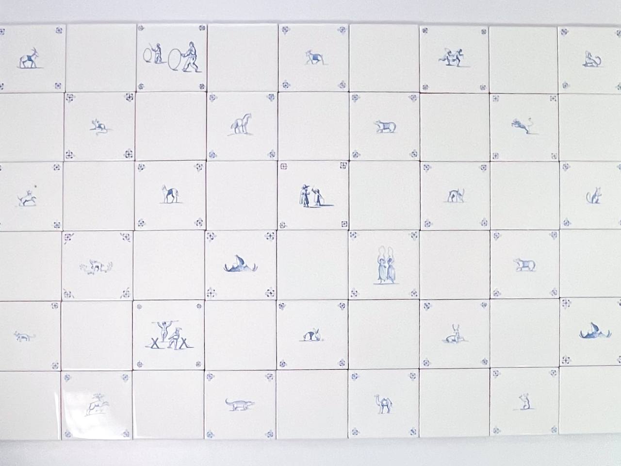 Набор изразцов «Голландский. Голландские мотивы 77» Керамика. 97 x 97 мм.