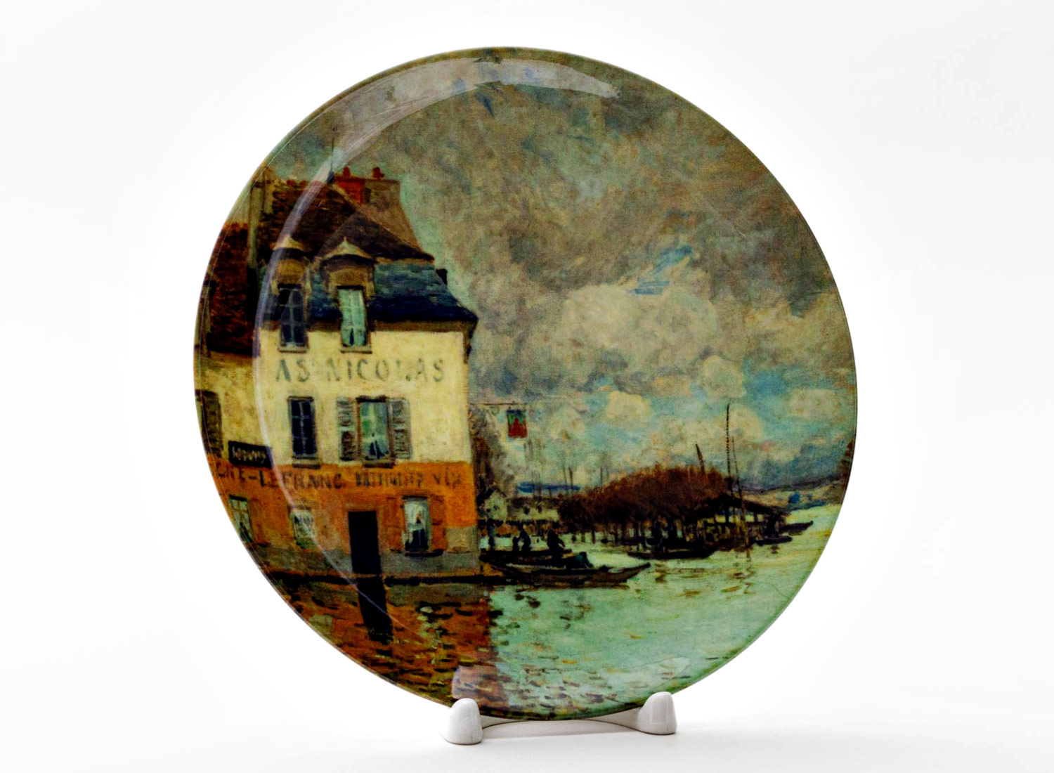 Декоративная тарелка Сислей Альфред «Flooding at Port Marly Sun» Фарфор. 200 мм.