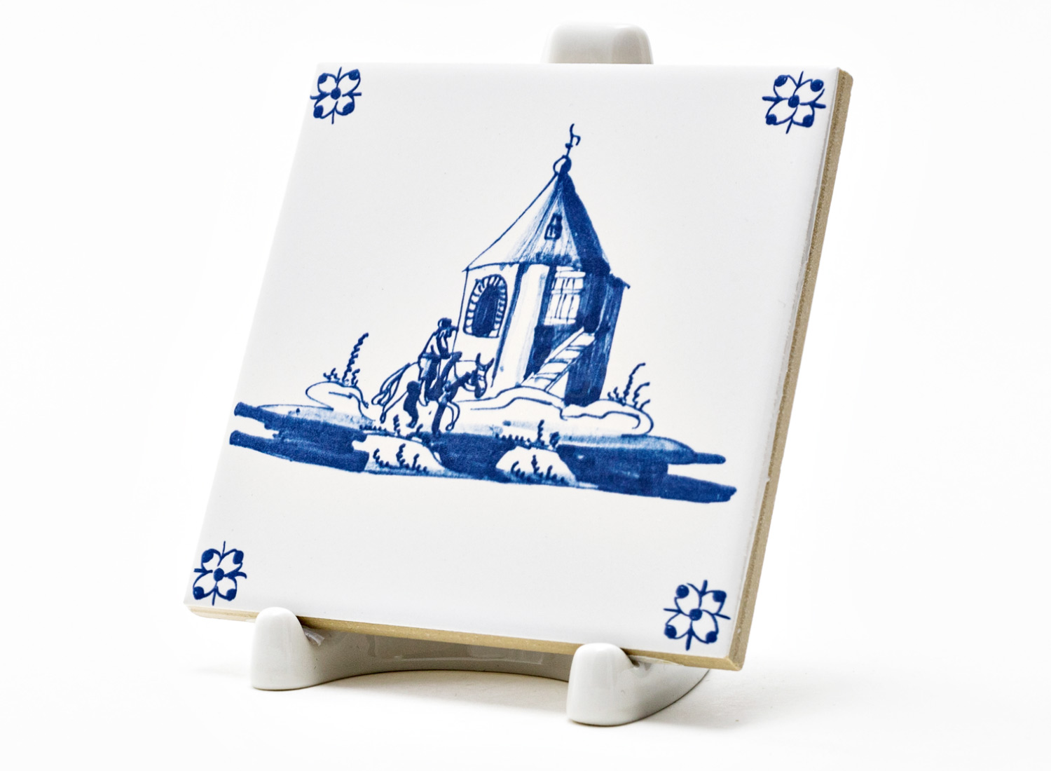 Изразец «Голландский. Мужчина на лошади» Керамика. 97 x 97 мм.
