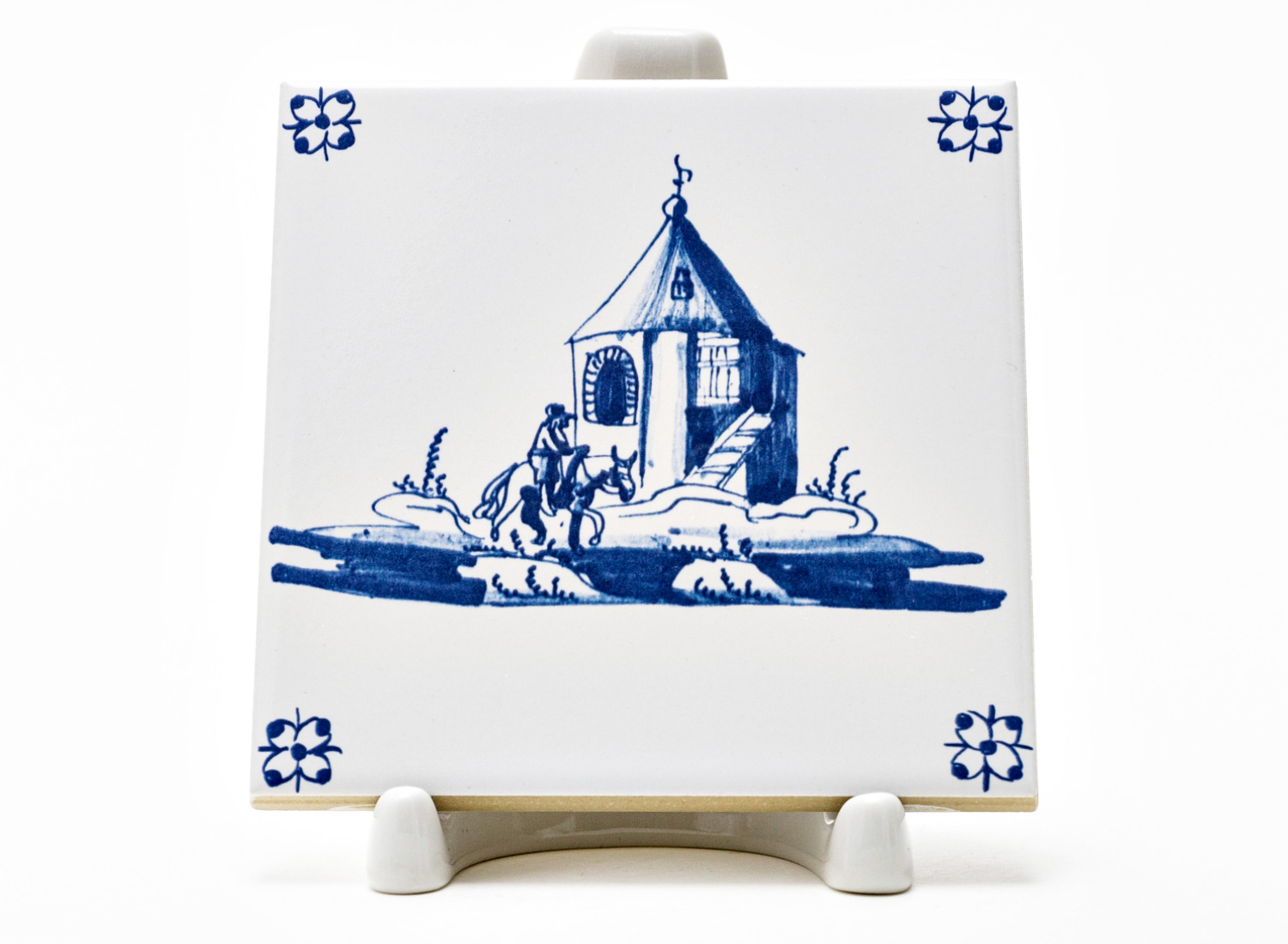 Изразец «Голландский. Мужчина на лошади» Керамика. 97 x 97 мм.