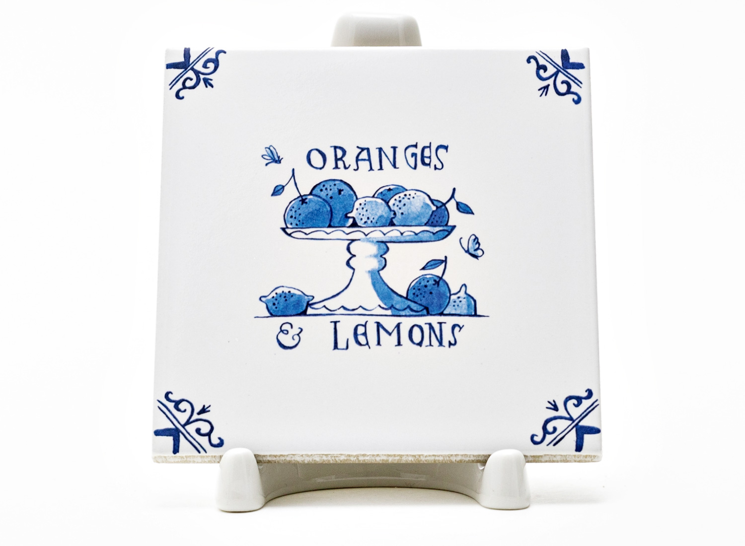 Изразец «Голландский. Ваза с апельсинами и лимонами» Керамика. 97 x 97 мм.