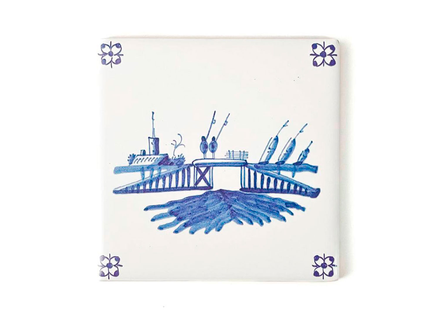 Изразец «Голландский. Мост» Керамика. 97 x 97 мм.