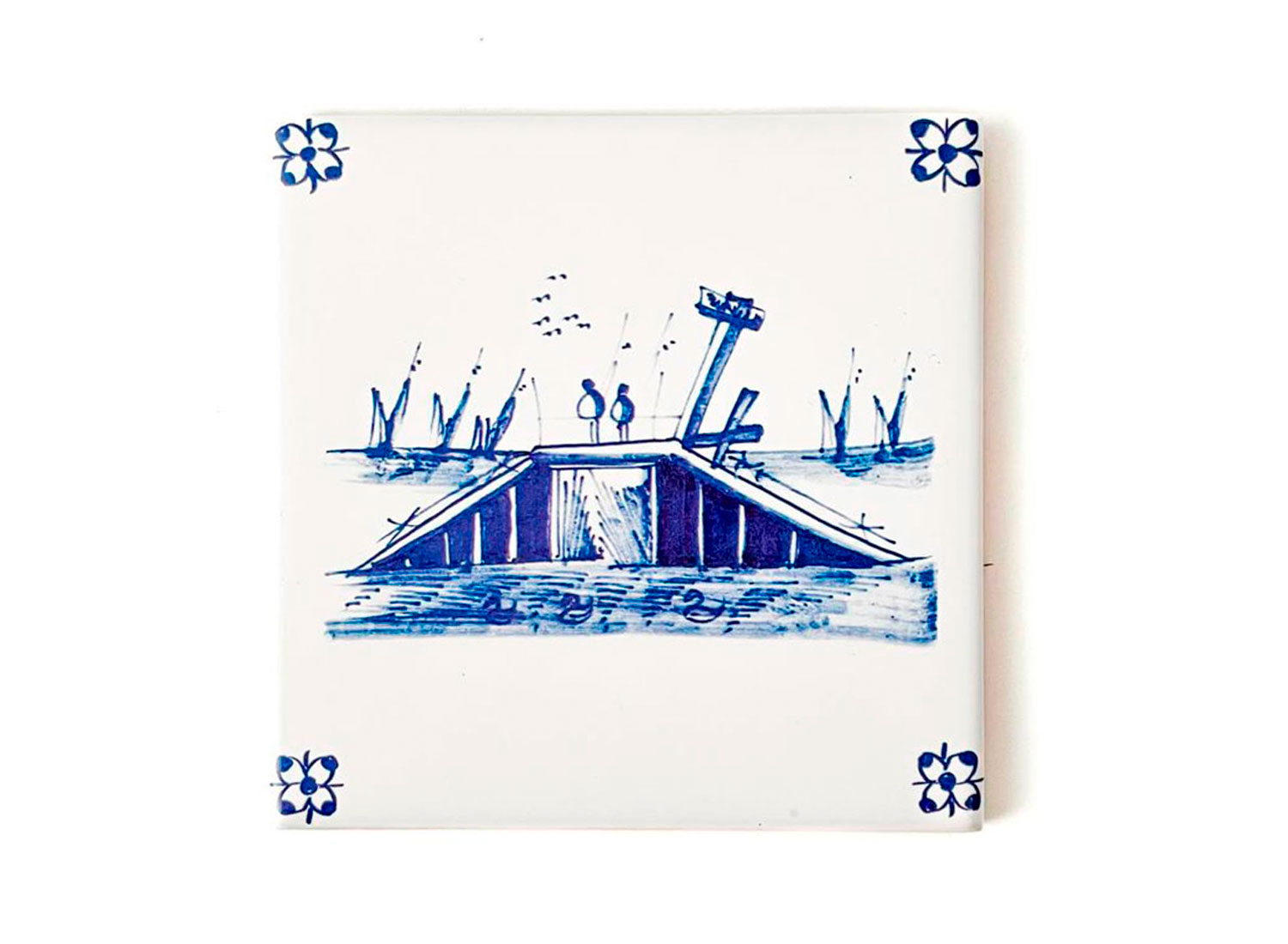 Изразец «Голландский. Гавань 3» Керамика. 97 x 97 мм.