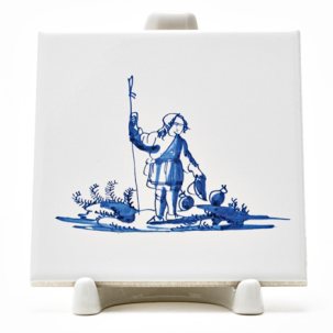 Изразец Голландский. Пастух 97 x 97 мм.