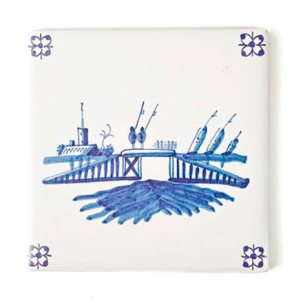 Изразец Голландский. Мост 97 x 97 мм.