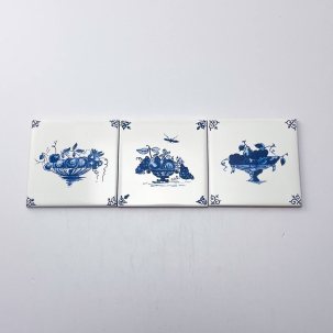 Набор изразцов уценка Голландский. Фруктовое ассорти 3 предмета 97 x 97 мм.
