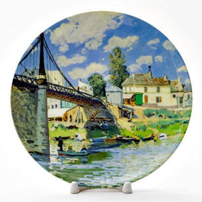 Декоративная тарелка Сислей Альфред «Bridge at Villeneuve-la-Garenne» Фарфор. 200 мм.