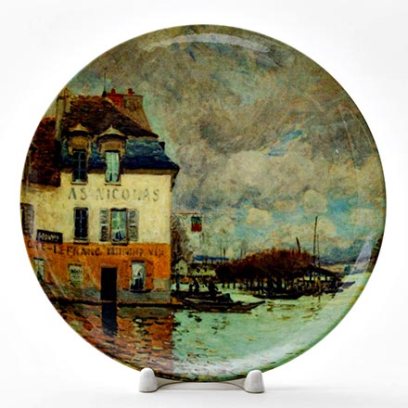 Декоративная тарелка Сислей Альфред «Flooding at Port Marly Sun» Фарфор. 200 мм.