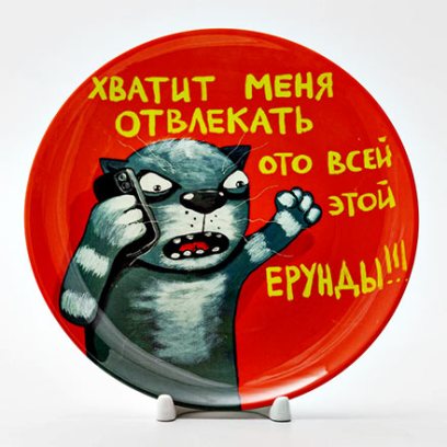 Декоративная тарелка Куделин Алексей Владимирович (Вася Ложкин) «Хватит меня отвлекать» Фарфор. 200 мм.