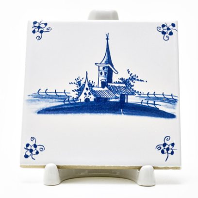 Изразец «Голландский. Башня с флюгером» Керамика. 97 x 97 мм.