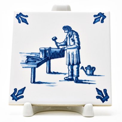 Изразец «Голландский. Жестянщик» Керамика. 97 x 97 мм.