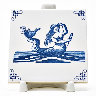 Изразец «Голландский. Русалка» Керамика. 97 x 97 мм.